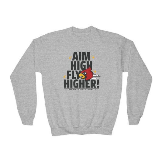 Aim High Fly Higher Cardinal - Youth Crew Sweatshirt