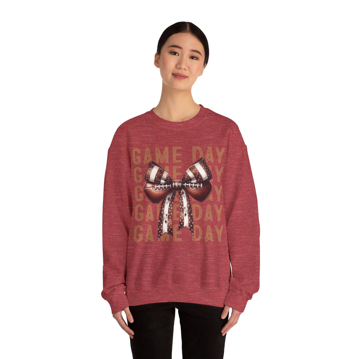 Game Day Football Bow - Unisex Heavy Blend™ Crewneck Sweatshirt