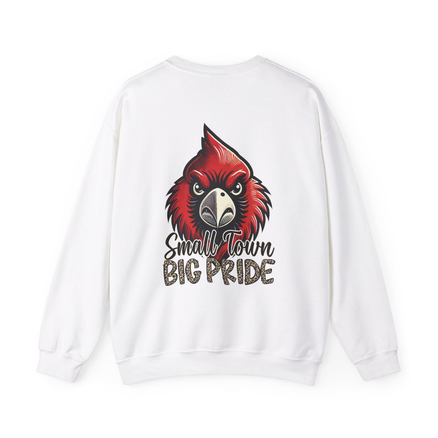Cardinal Small Town Big Pride Back Design - Unisex Heavy Blend™ Crewneck Sweatshirt