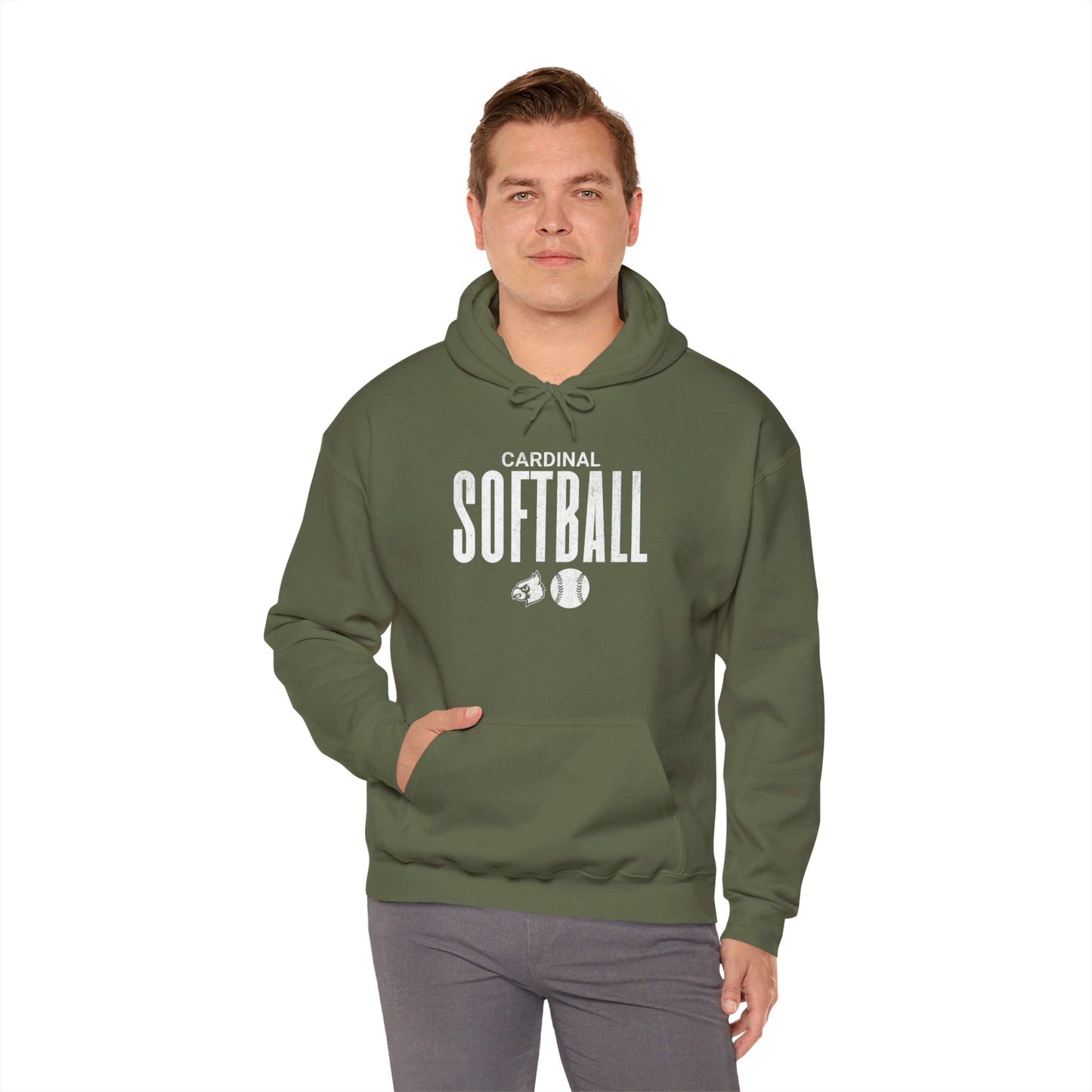 Vintage Cardinal Softball  - Unisex Heavy Blend™ Hooded Sweatshirt