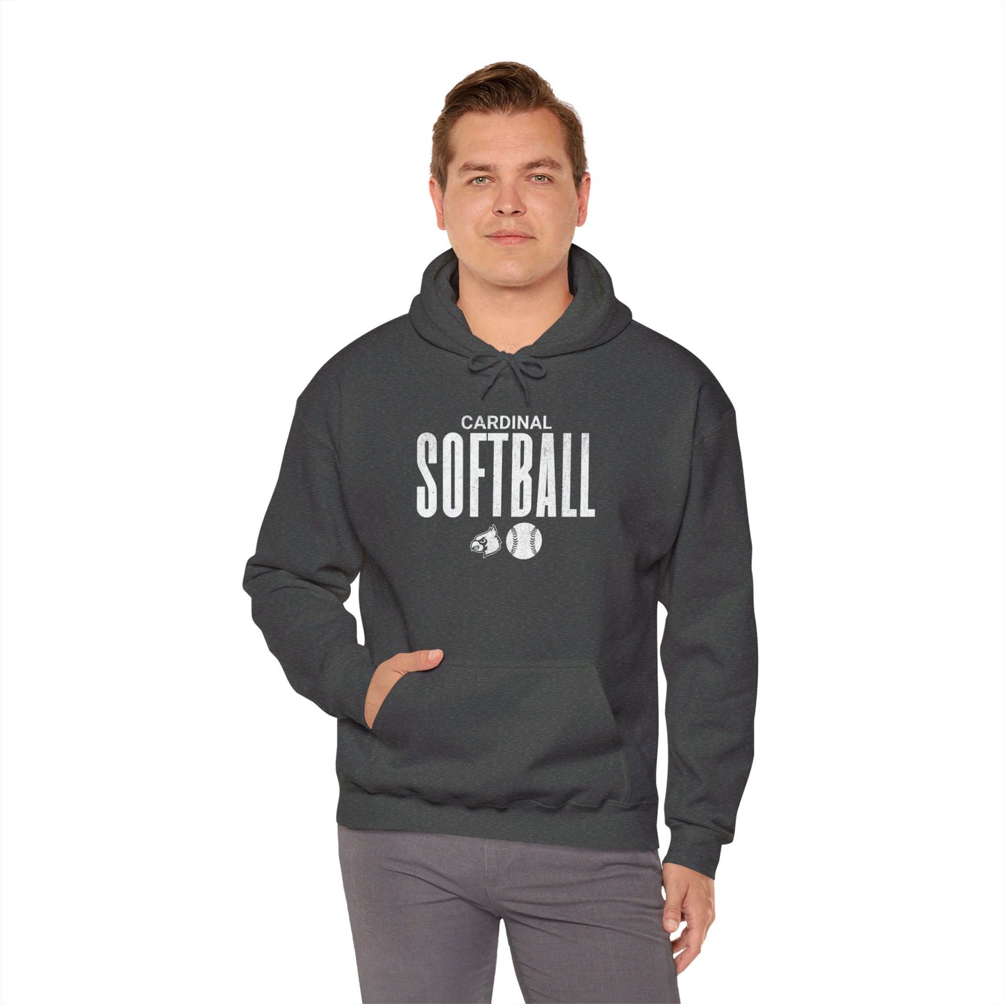 Vintage Cardinal Softball  - Unisex Heavy Blend™ Hooded Sweatshirt