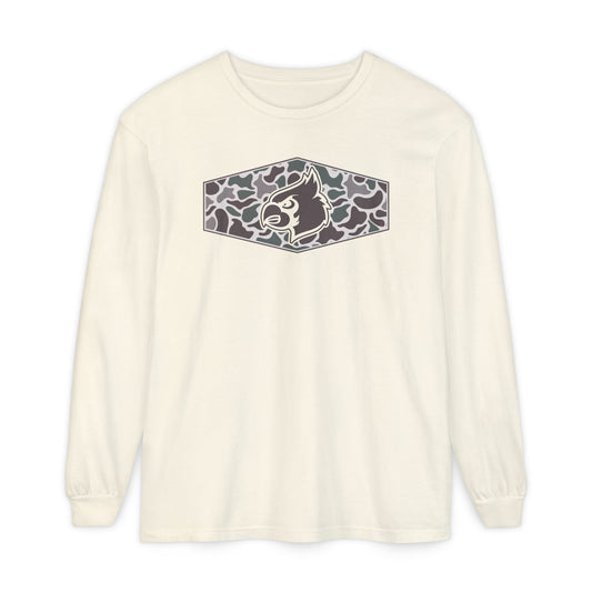 Old School Camo Cardinal Inset - Comfort Colors Long Sleeve T-Shirt