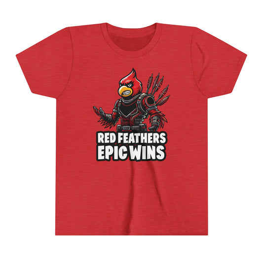Red Feathers Epic Wins - Bella + Canvas Youth Tee