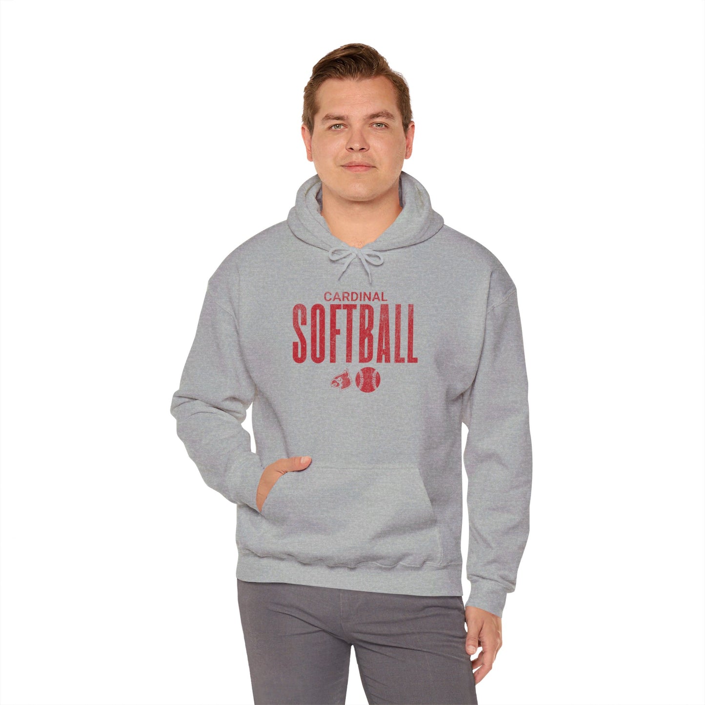 Vintage Cardinal Softball  - Unisex Heavy Blend™ Hooded Sweatshirt