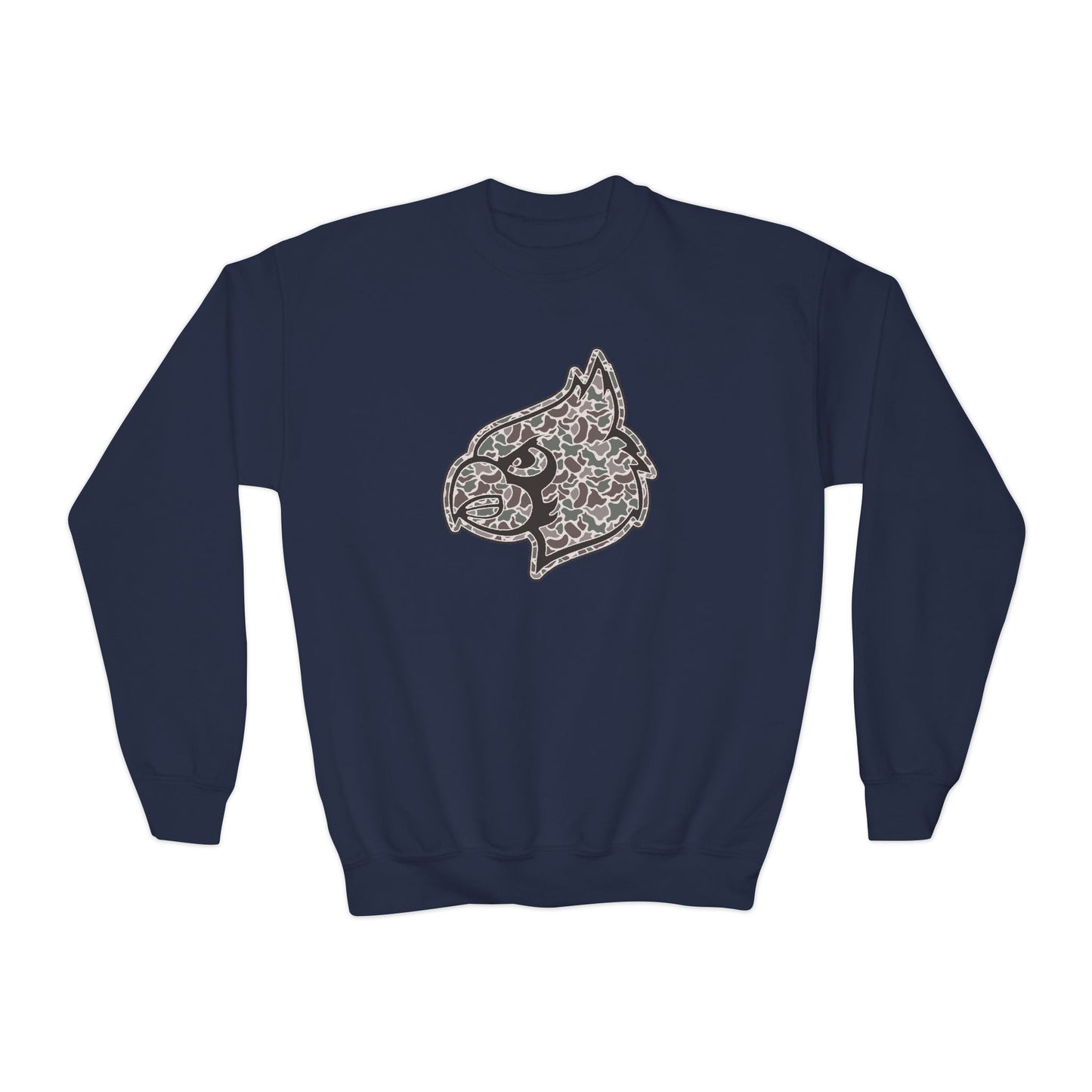 Old School Camo Cardinal - Youth Crew Sweatshirt