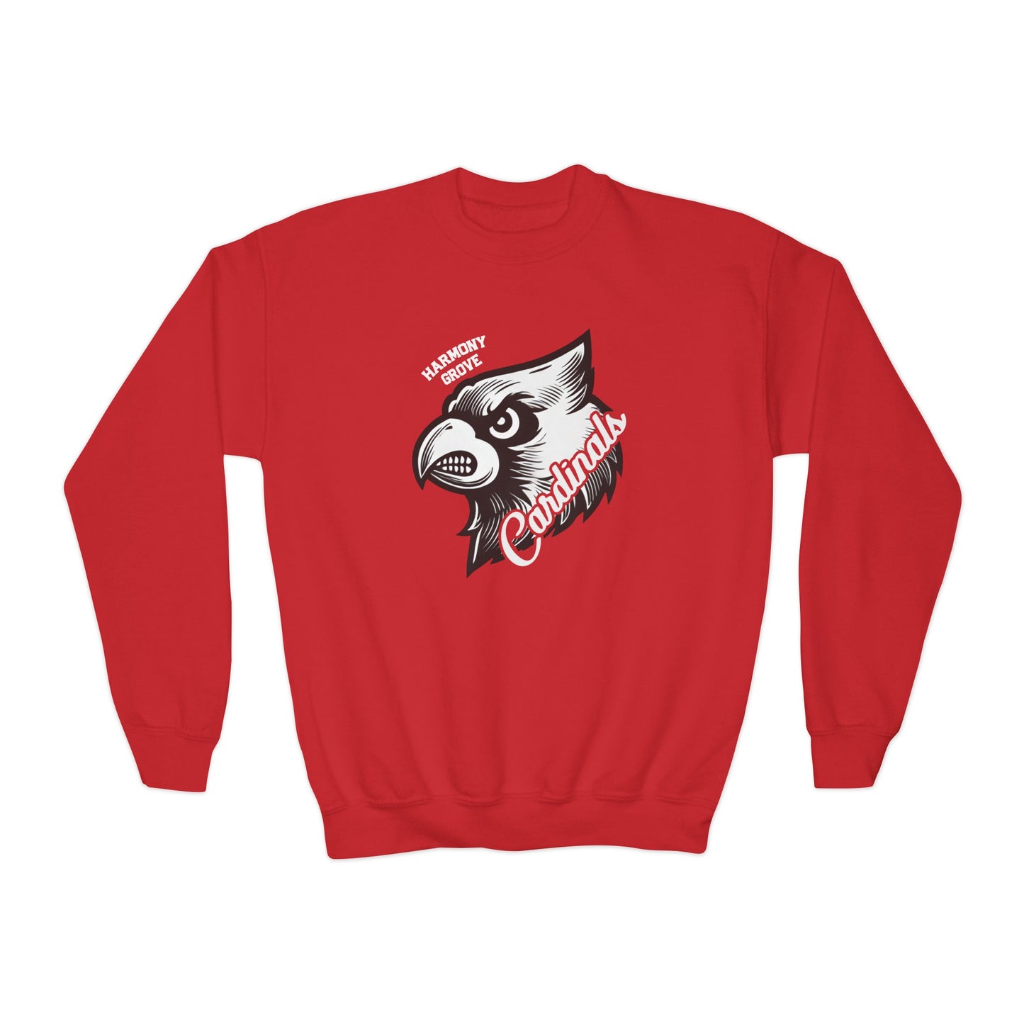 Harmony Grove Cardinals Mascot Inset - Youth Crew Sweatshirt