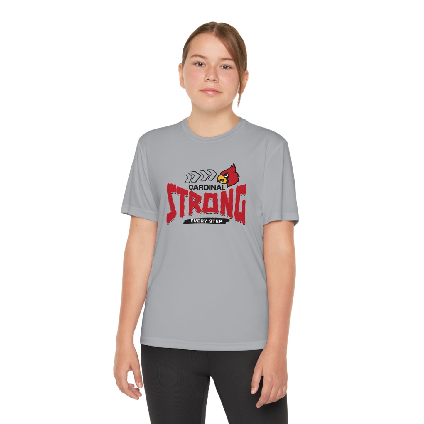 Cardinal Strong Every Step - Youth Sport-Tek® Competitor™ Tee