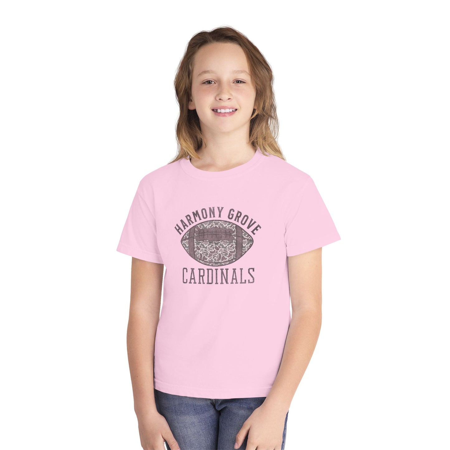 Old School Camo HG Cardinal Football - Youth Comfort Colors Tshirt