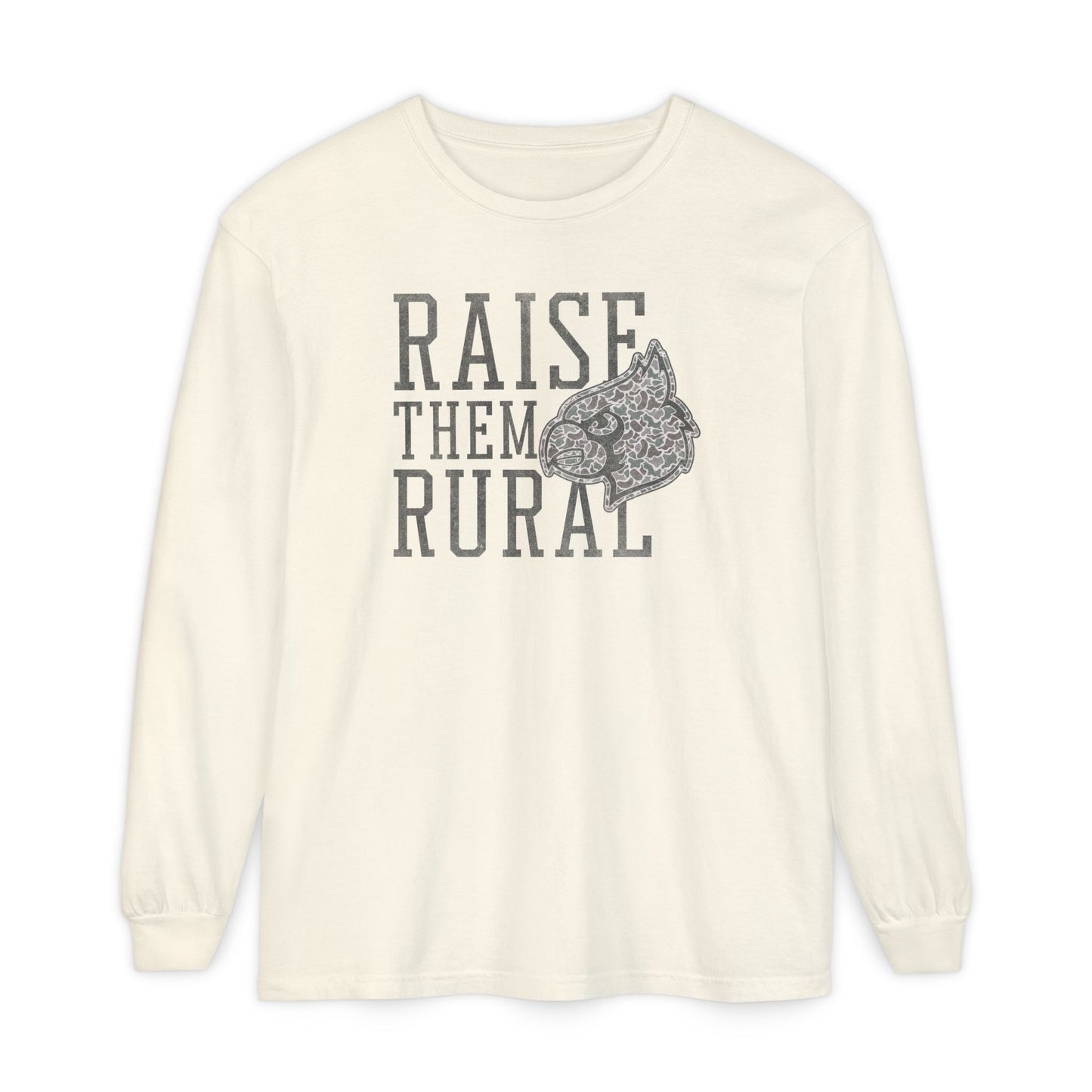 Old School Camo Raise them Rural Cardinal - Comfort Colors Long Sleeve T-Shirt