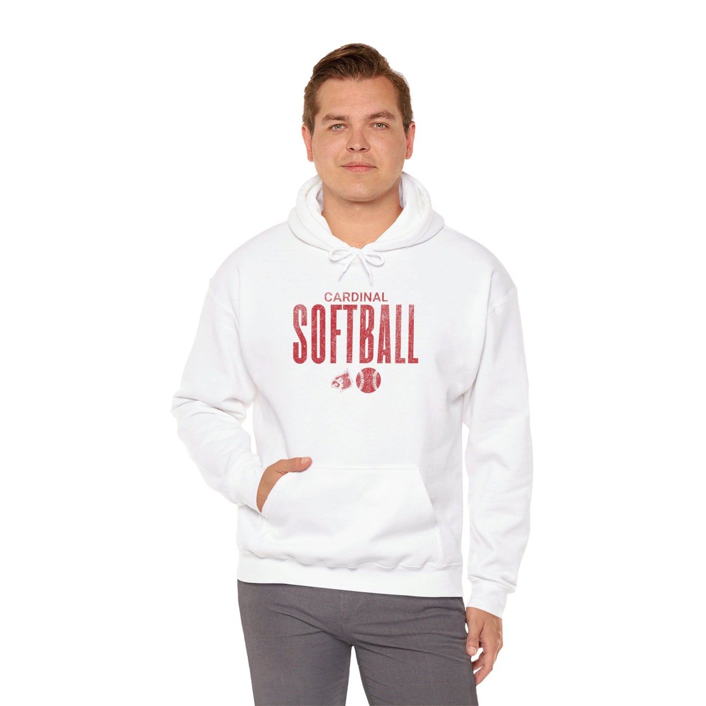 Vintage Cardinal Softball  - Unisex Heavy Blend™ Hooded Sweatshirt