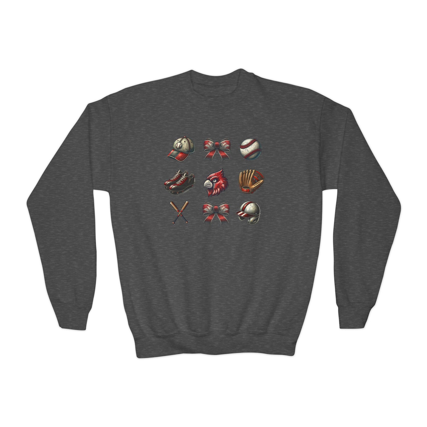 Cardinal Vintage Coquette - Youth Crew Sweatshirt