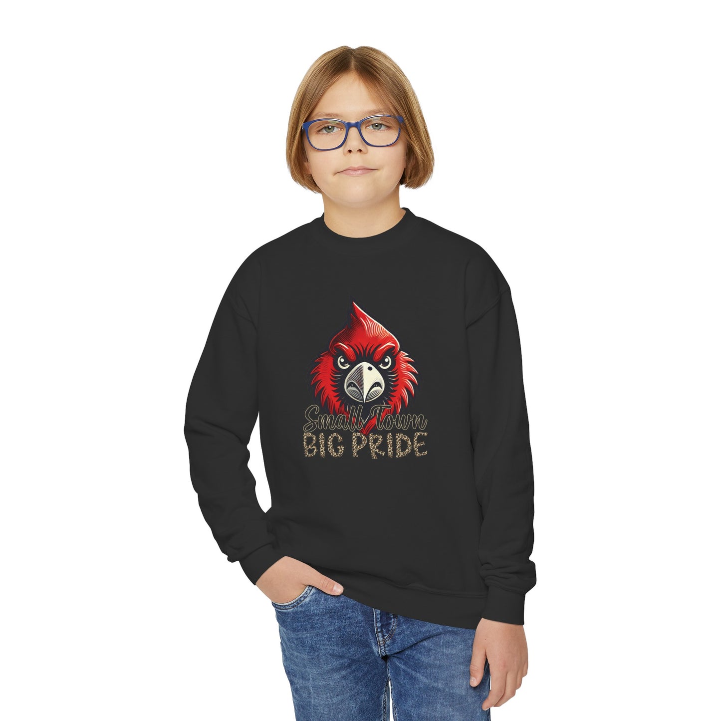 Small Town Big Pride Cardinal  - Youth Crew Sweatshirt