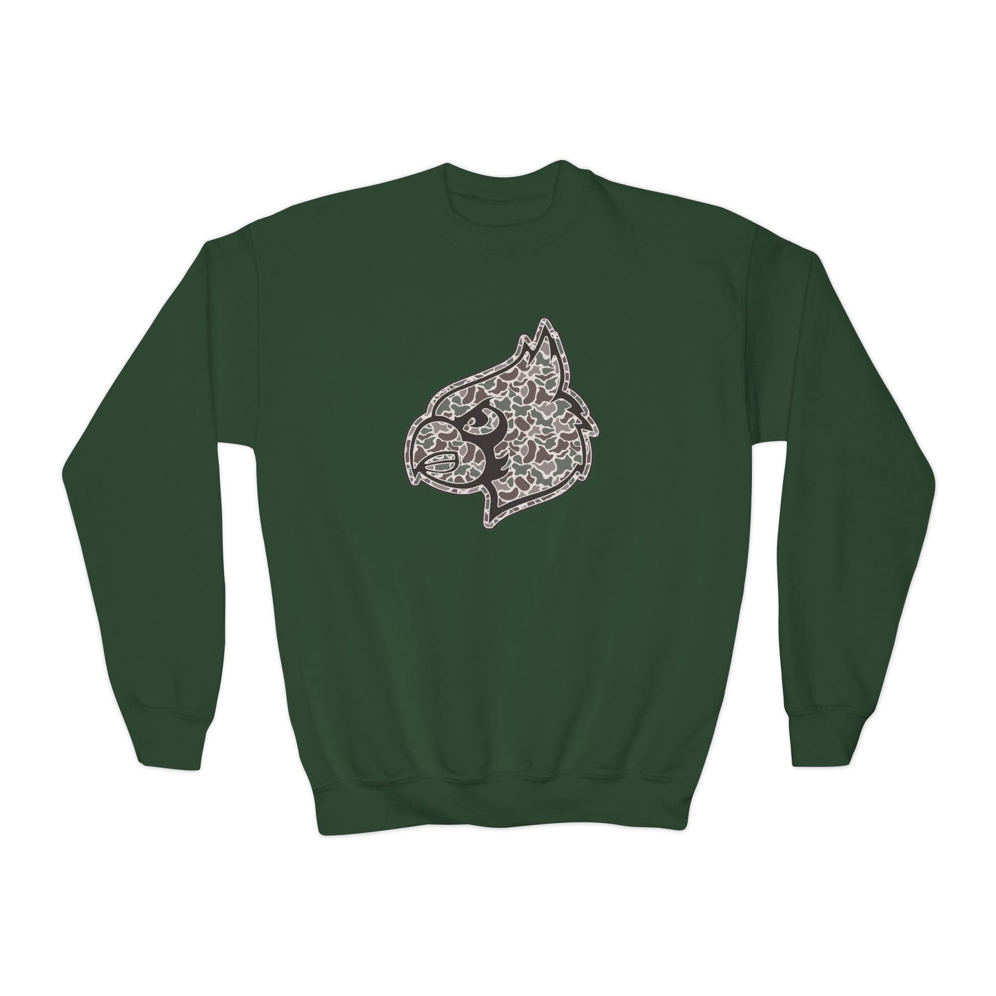 Old School Camo Cardinal - Youth Crew Sweatshirt