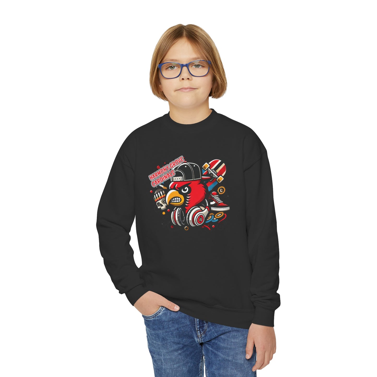 Skater Harmony Grove Cardinal - Youth Crew Sweatshirt