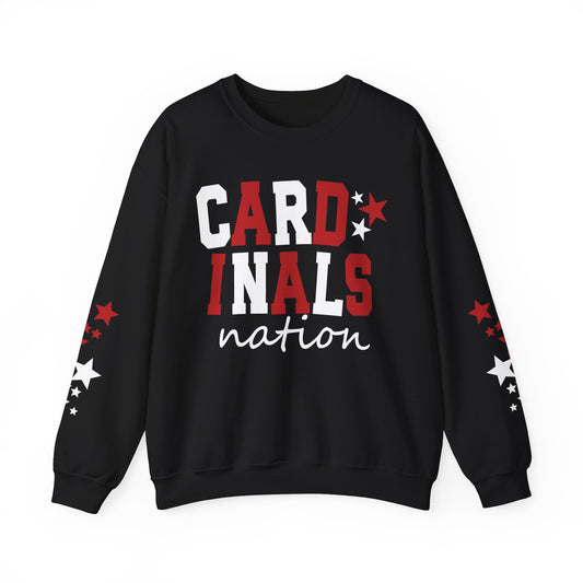 Cardinals Nation with Star Sleeves  - Unisex Heavy Blend™ Crewneck Sweatshirt