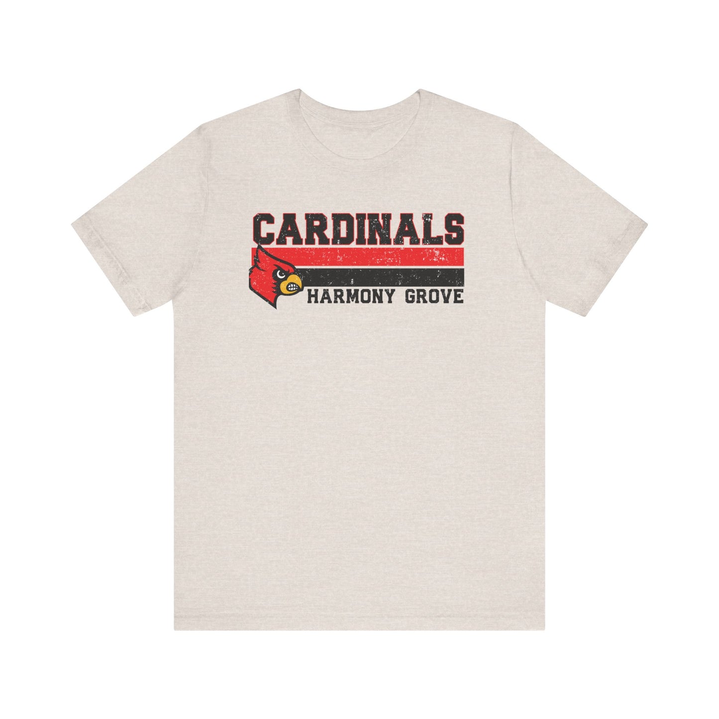 Cardinals Harmony Grove Stripe - Bella + Canvas Short Sleeve Tee