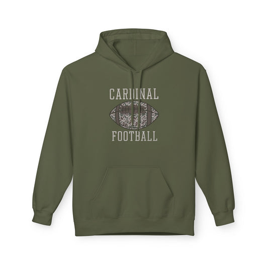Old School Camo Cardinal Football - Midweight Softstyle Fleece Hoodie