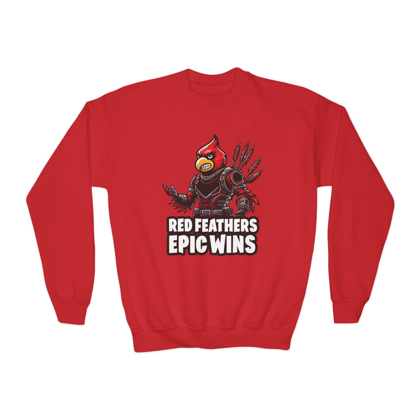 Red Feathers Epic Wins - Youth Crew Sweatshirt
