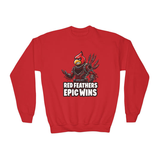 Red Feathers Epic Wins - Youth Crew Sweatshirt