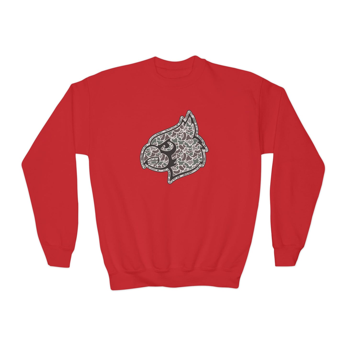 Old School Camo Cardinal - Youth Crew Sweatshirt
