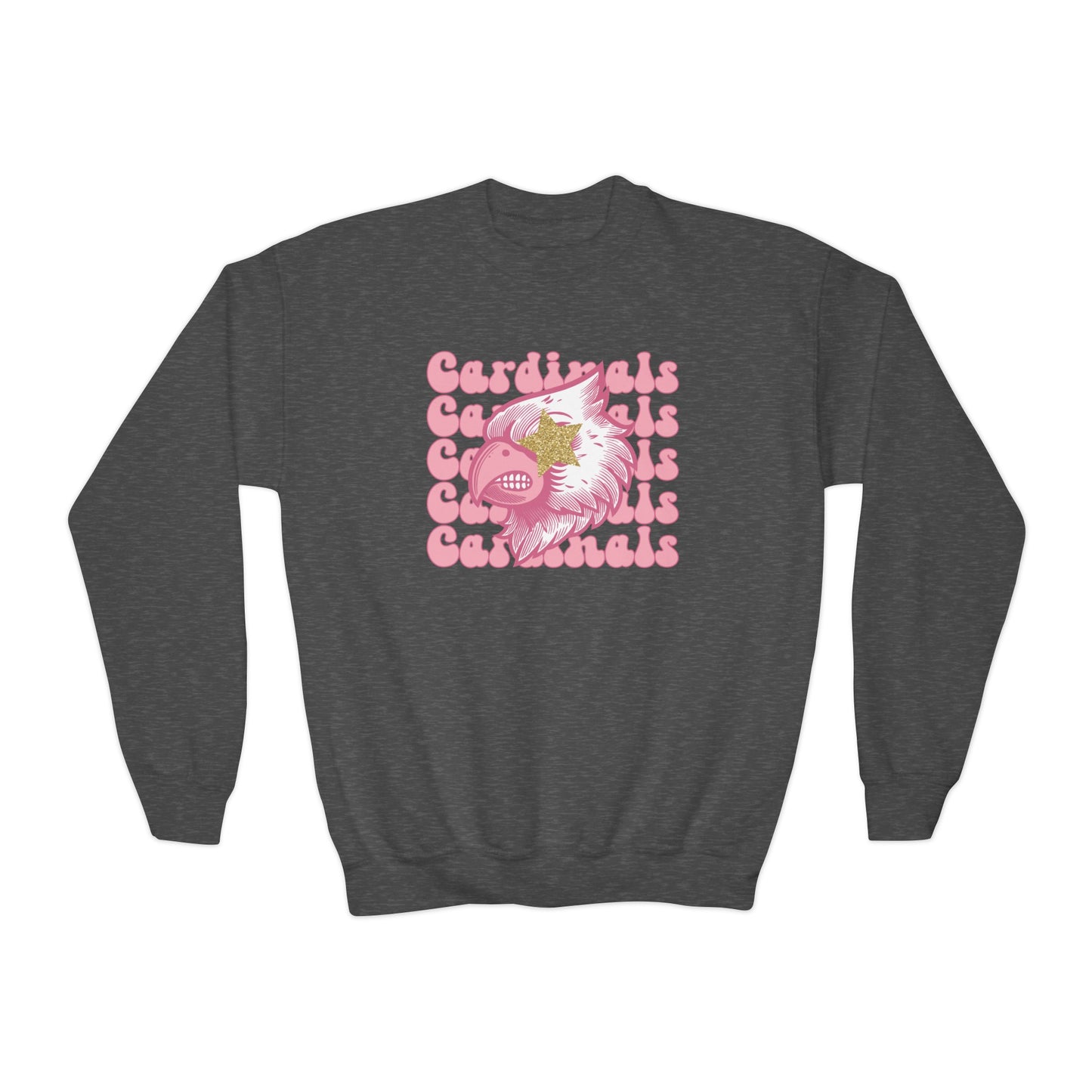Pink Cardinals Star Eyes - Youth Crew Sweatshirt