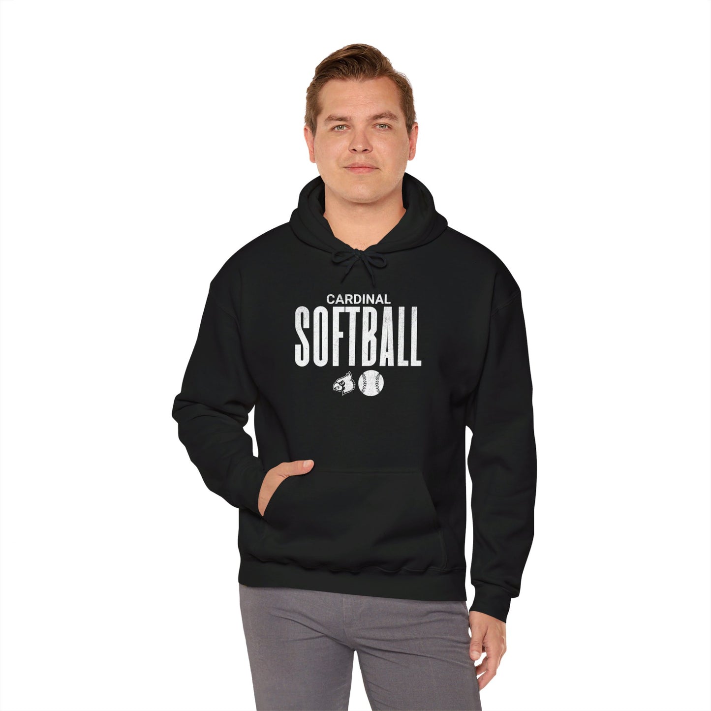 Vintage Cardinal Softball  - Unisex Heavy Blend™ Hooded Sweatshirt