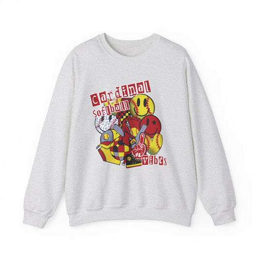 Cardinal Softball Vibes - Unisex Heavy Blend™ Crewneck Sweatshirt