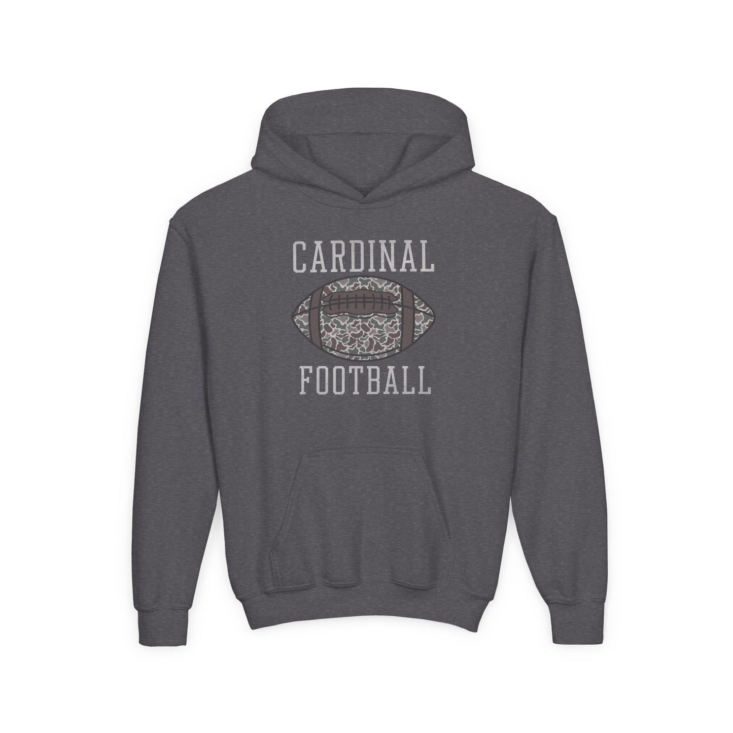 Old School Camo Cardinal Football - Youth Heavy Blend Hooded Sweatshirt