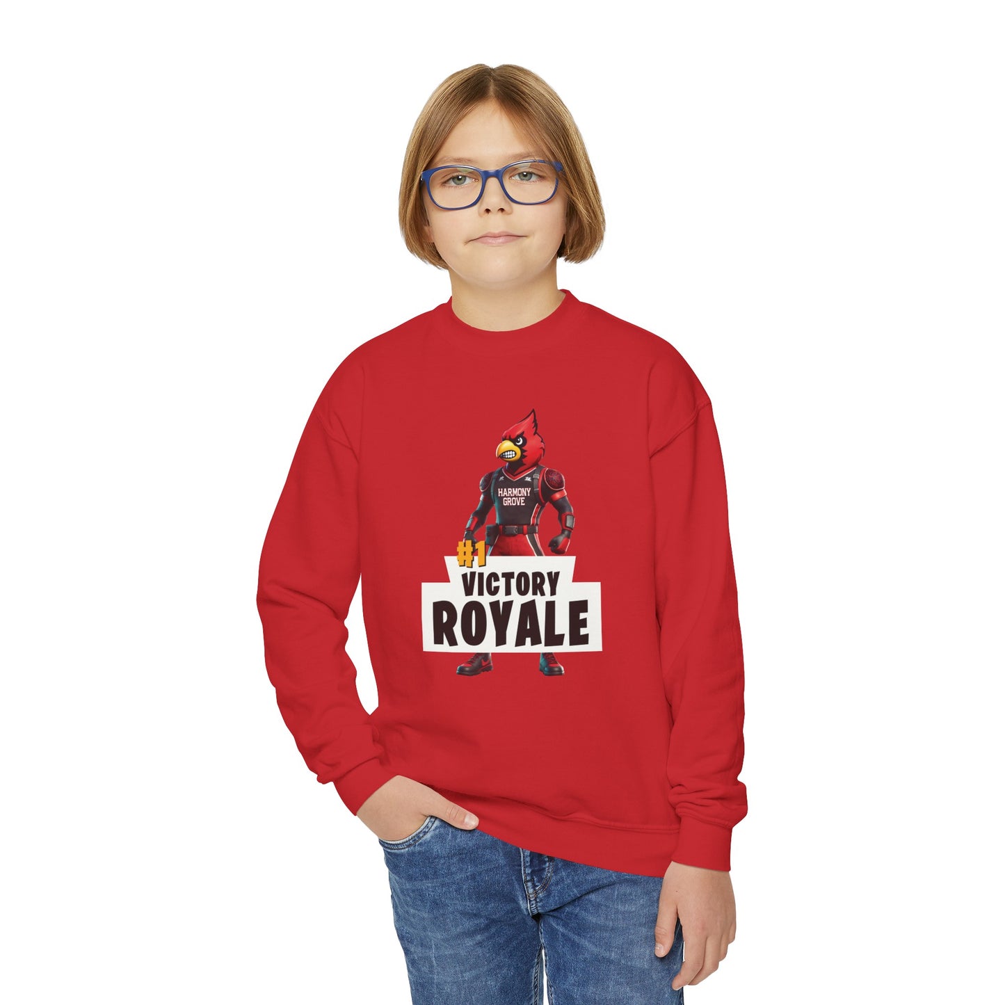 Harmony Grove Cardinals Victory Royale - Youth Crew Sweatshirt