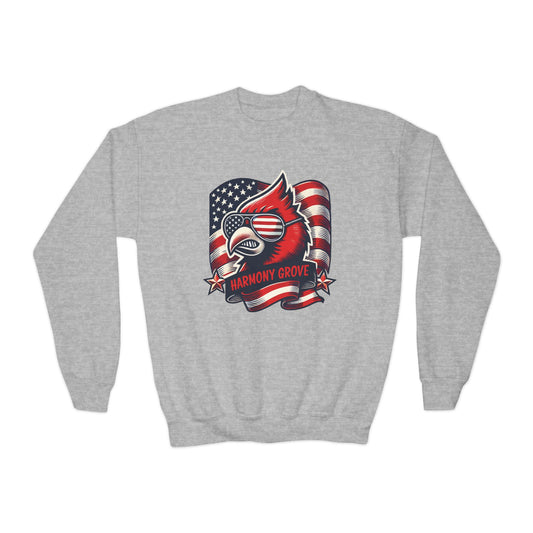 Patriotic Harmony Grove Cardinal - Youth Crew Sweatshirt