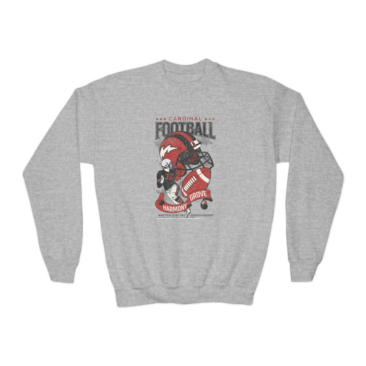 Vintage Cardinal Football - Youth Crew Sweatshirt