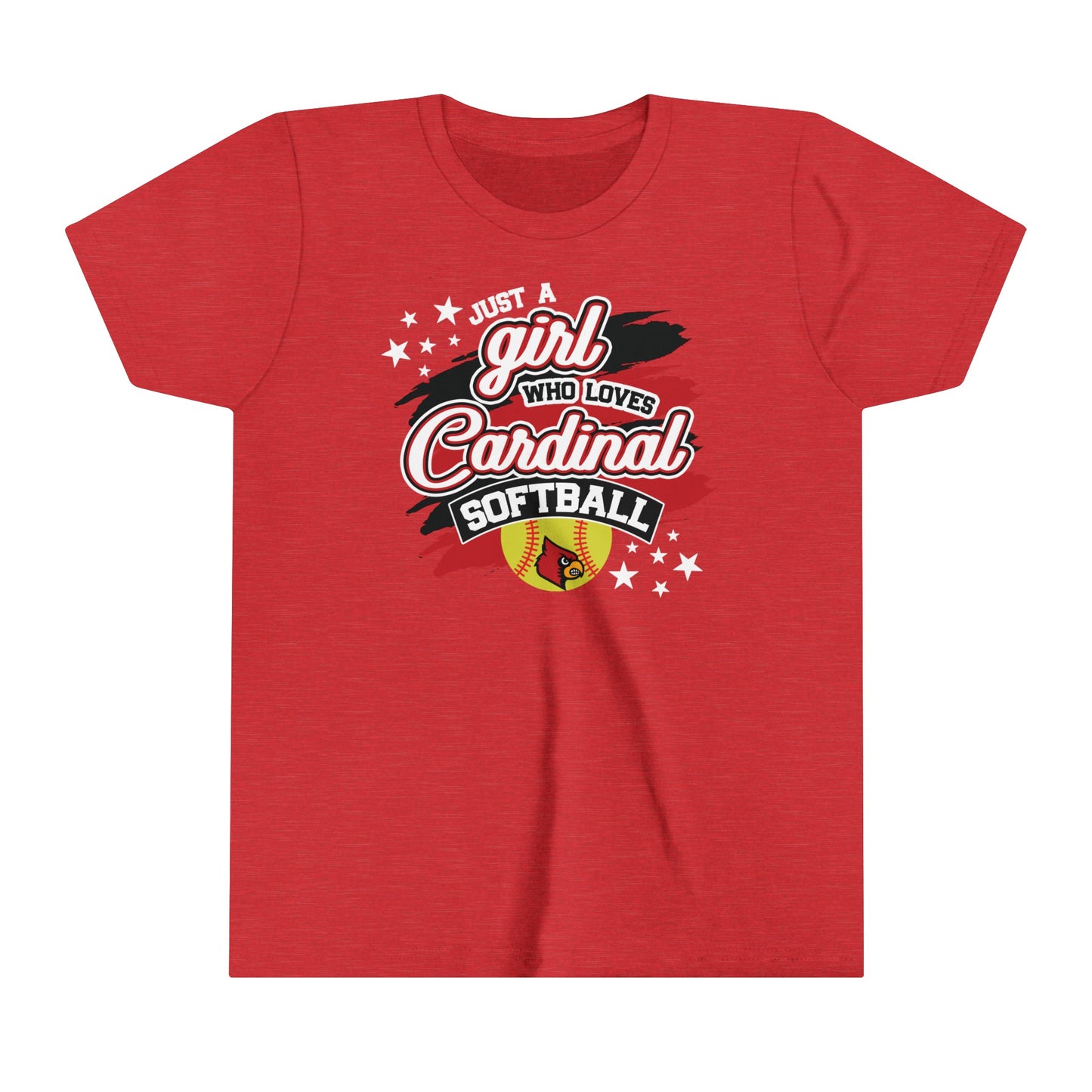 Just a Girl Who Loves Cardinal Softball - Bella + Canvas Youth Tee