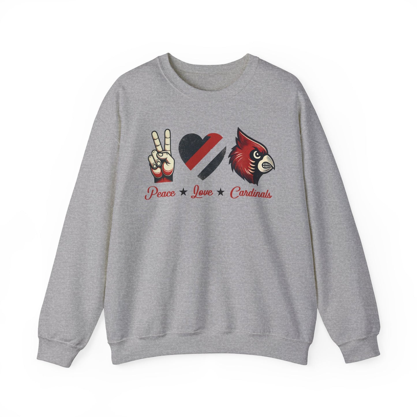 Vintage Peace Love Cardinals - Unisex Heavy Blend™ Crewneck Sweatshirt