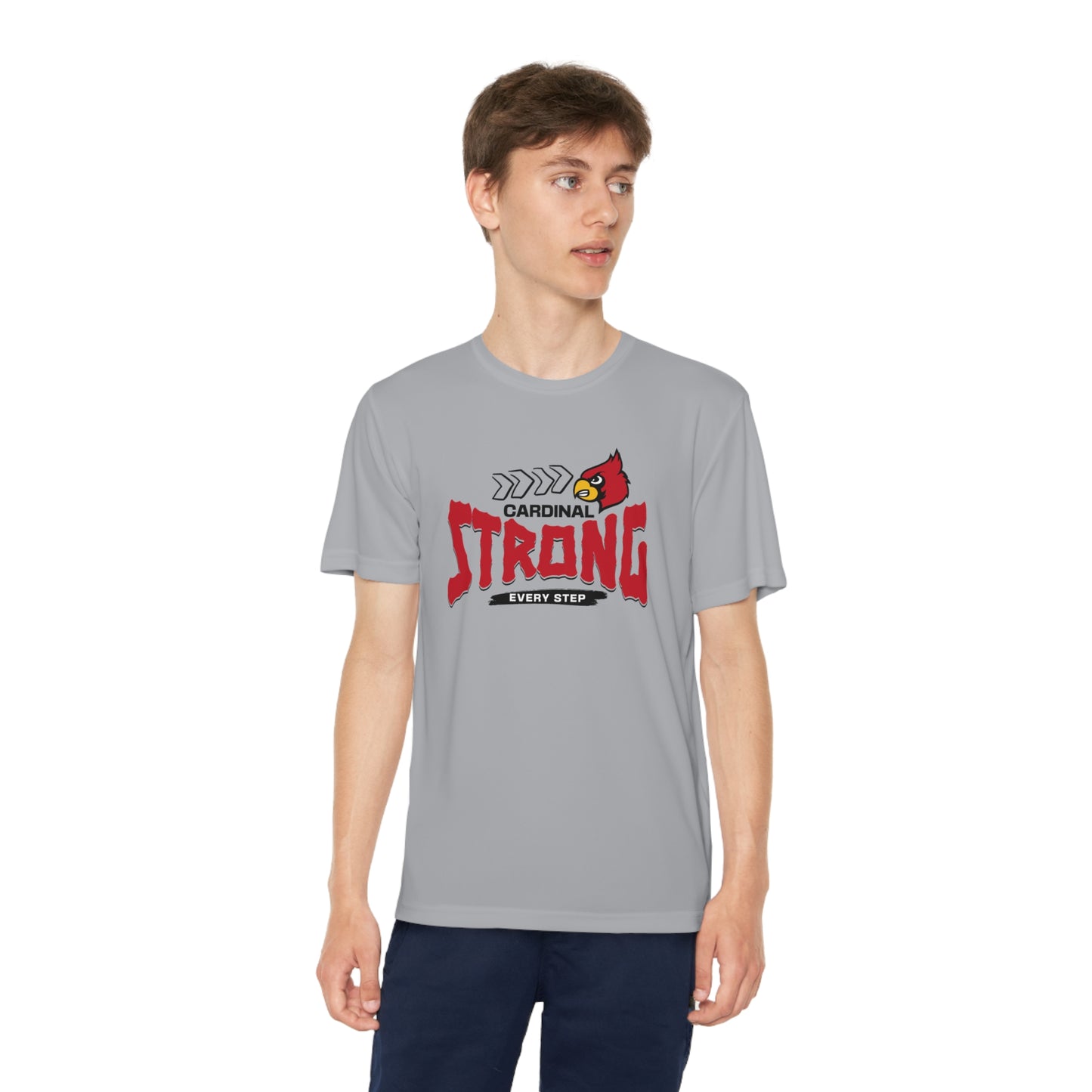 Cardinal Strong Every Step - Youth Sport-Tek® Competitor™ Tee