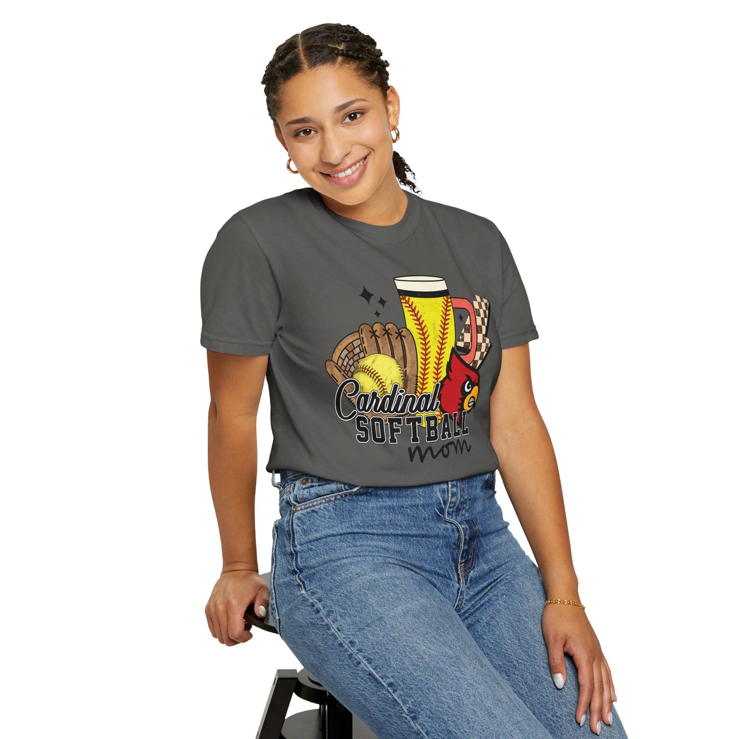 Cardinal Softball Mom - Comfort Colors T-shirt