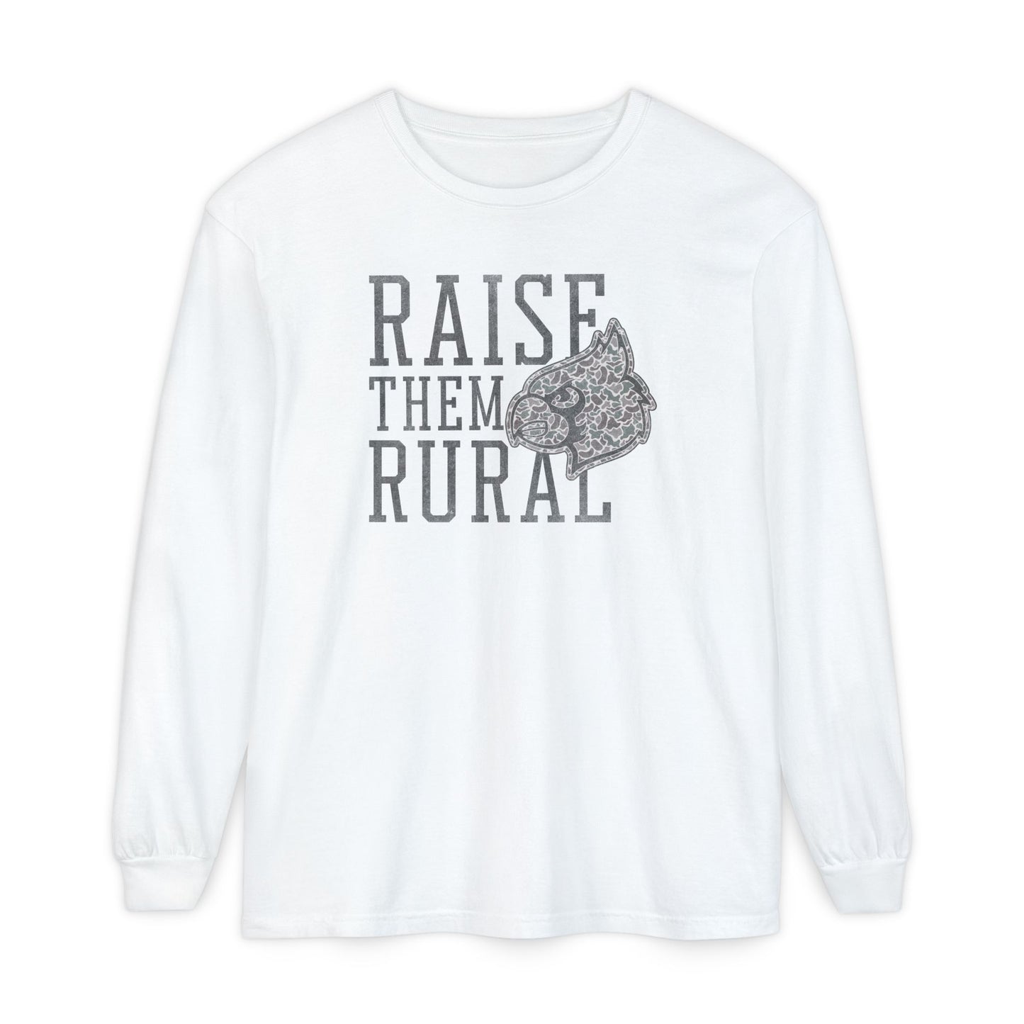 Old School Camo Raise them Rural Cardinal - Comfort Colors Long Sleeve T-Shirt