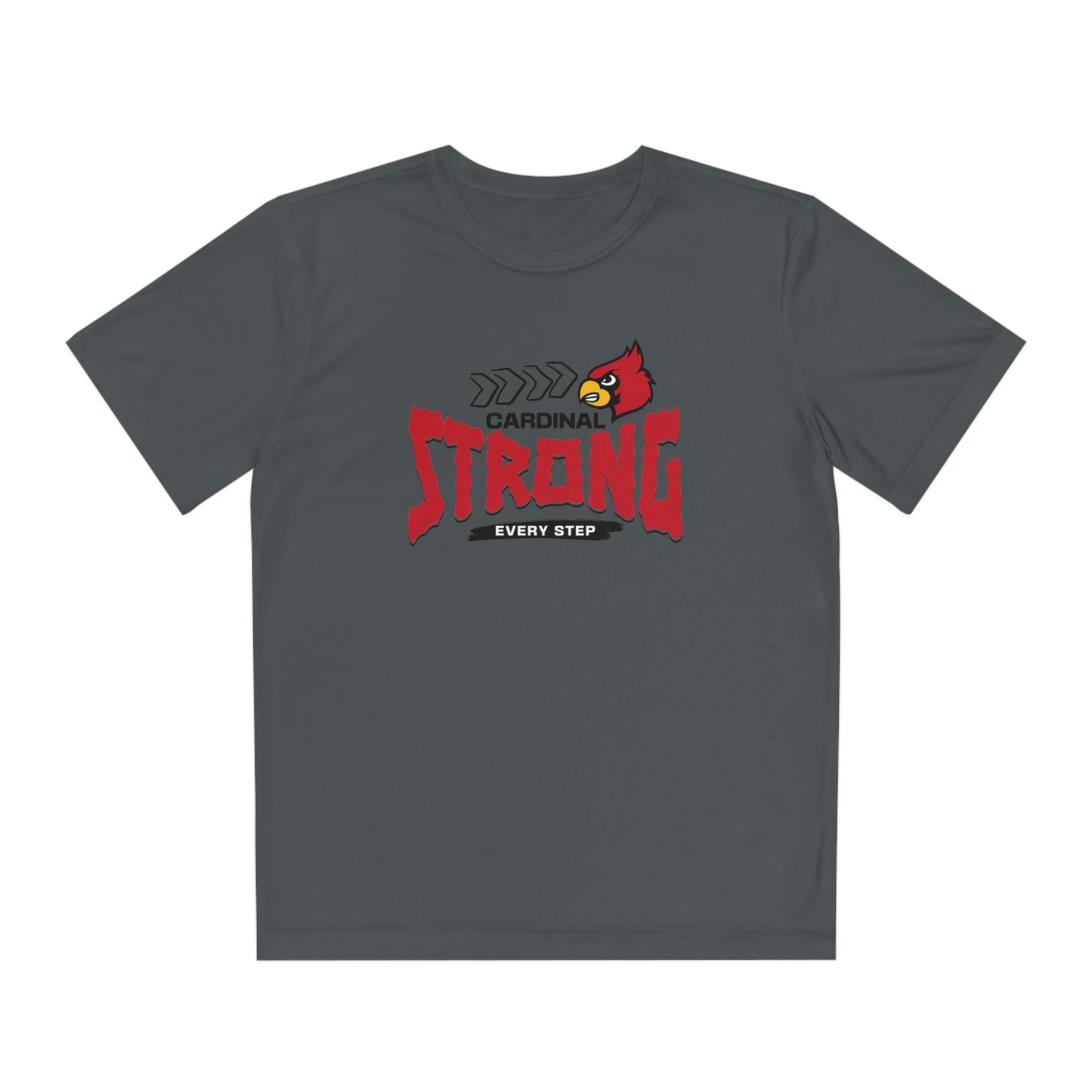 Cardinal Strong Every Step - Youth Sport-Tek® Competitor™ Tee