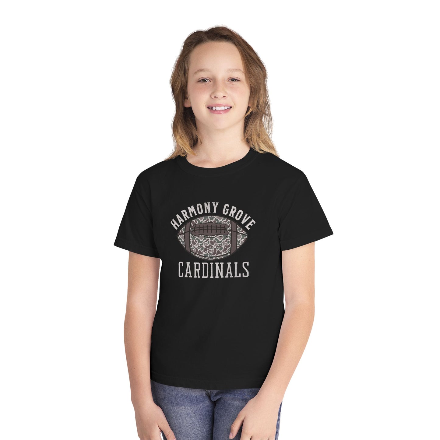 Old School Camo HG Cardinal Football - Youth Comfort Colors Tshirt