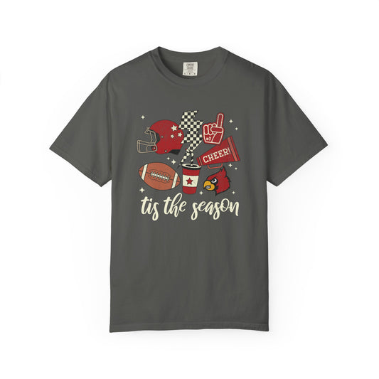 Cardinal Tis the Season Football - Comfort Colors T Shirt