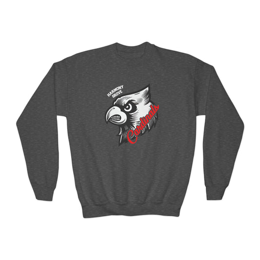Harmony Grove Cardinals Mascot Inset - Youth Crew Sweatshirt