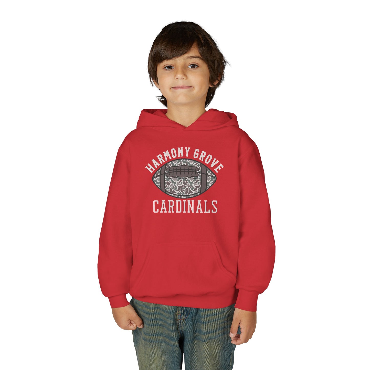 Old School Camo HG Cardinals Football  - Youth Heavy Blend Hooded Sweatshirt