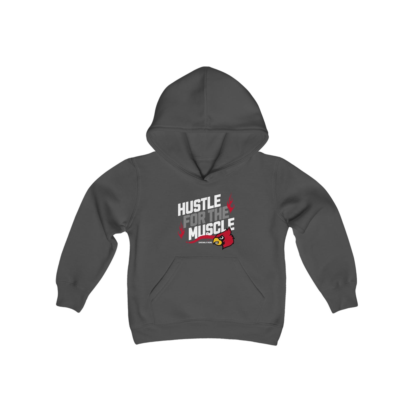 Hustle for the Muscle Cardinal - Youth Heavy Blend Hooded Sweatshirt