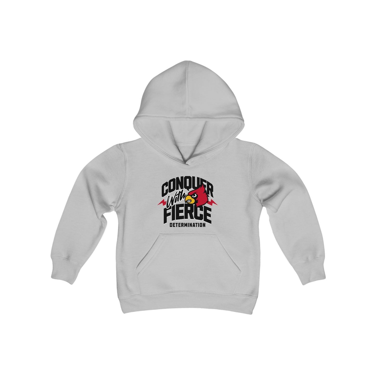 Conquer with Fierce Determination Cardinal - Youth Heavy Blend Hooded Sweatshirt