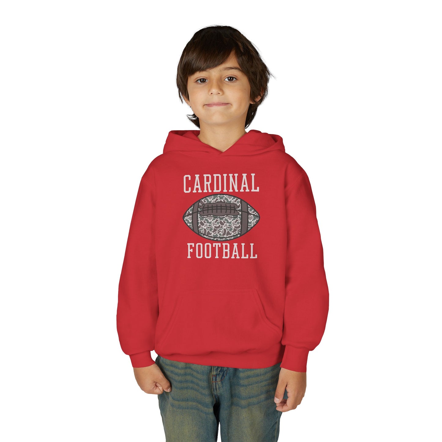 Old School Camo Cardinal Football - Youth Heavy Blend Hooded Sweatshirt
