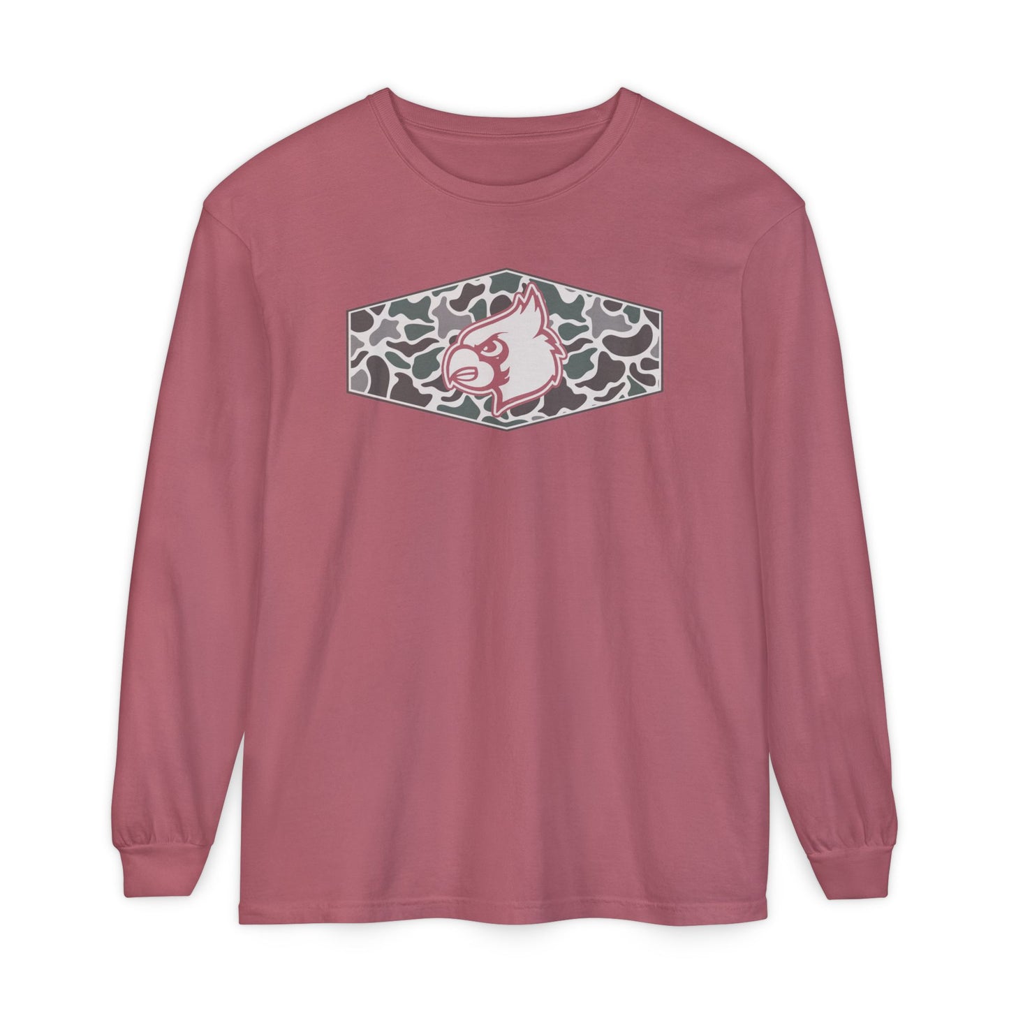 Old School Camo Cardinal Inset - Comfort Colors Long Sleeve T-Shirt