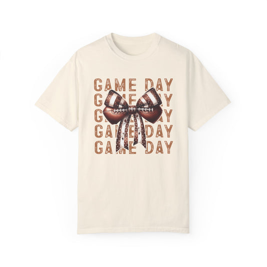 Game Day Football Bow  - Comfort Colors T-shirt