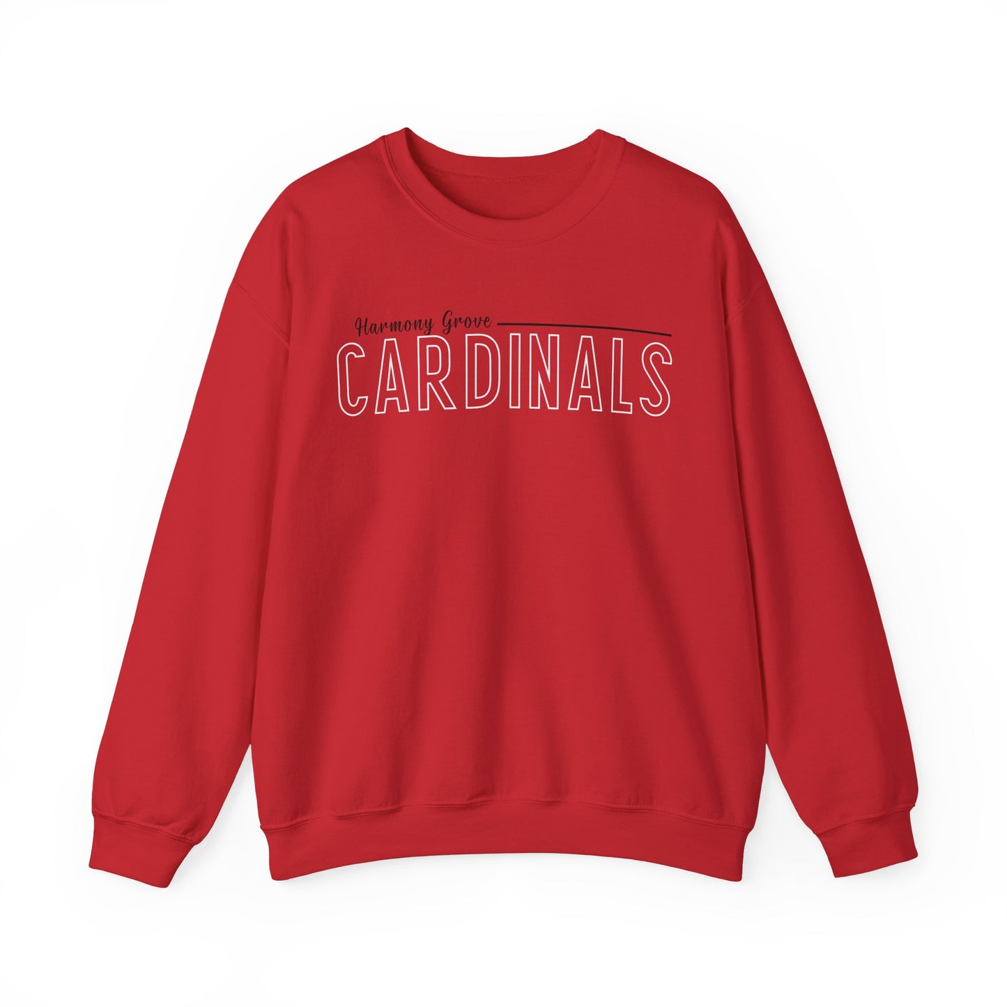 Harmony Grove Cardinals Outline Text - Unisex Heavy Blend™ Crewneck Sweatshirt