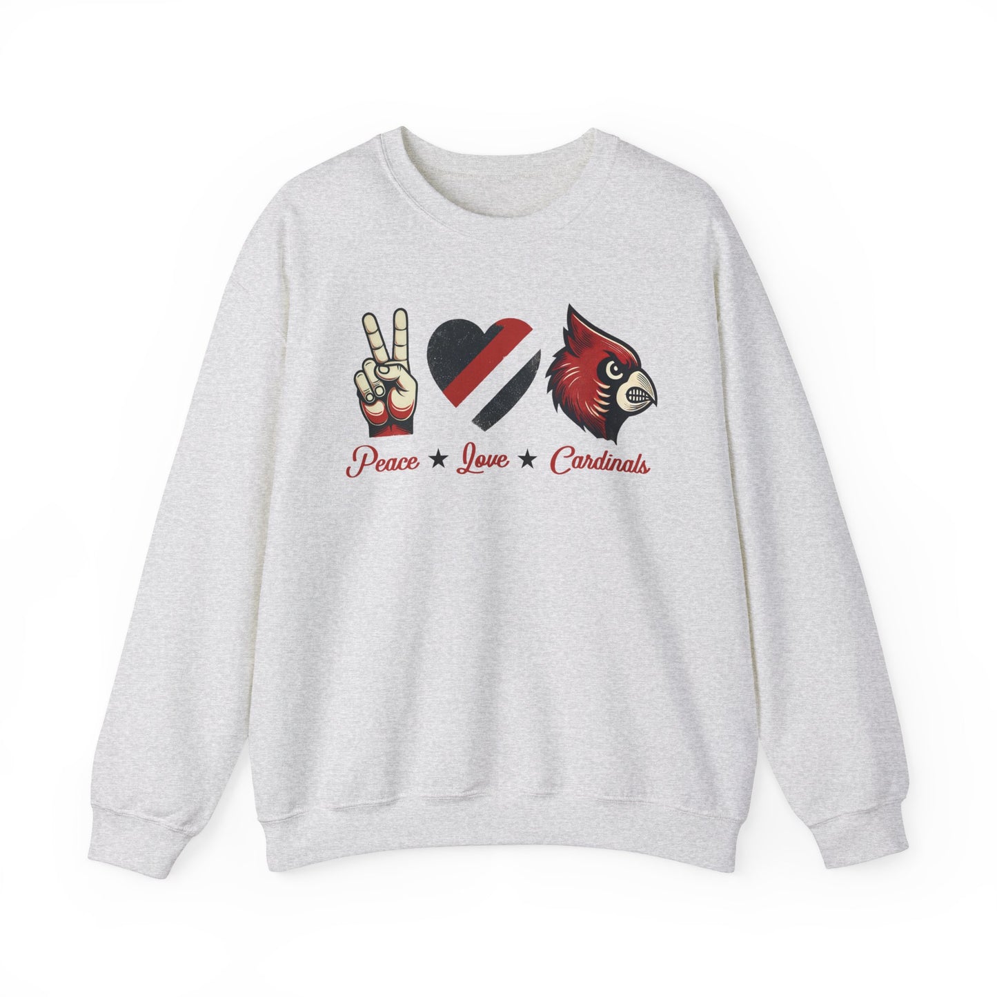 Vintage Peace Love Cardinals - Unisex Heavy Blend™ Crewneck Sweatshirt
