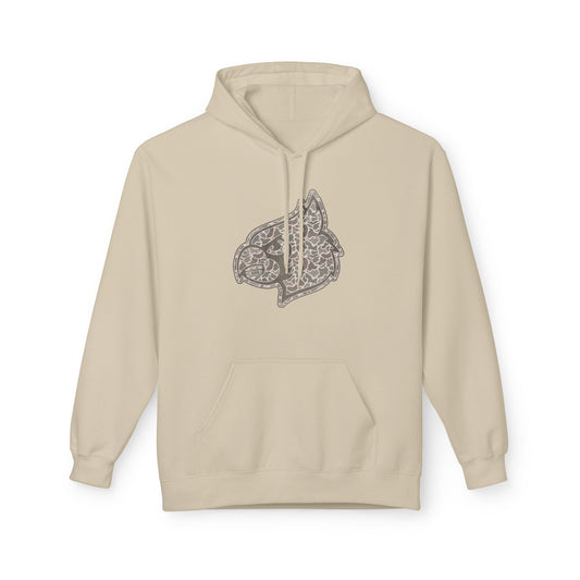 Old School Camo Cardinal Mascot - Midweight Softstyle Fleece Hoodie