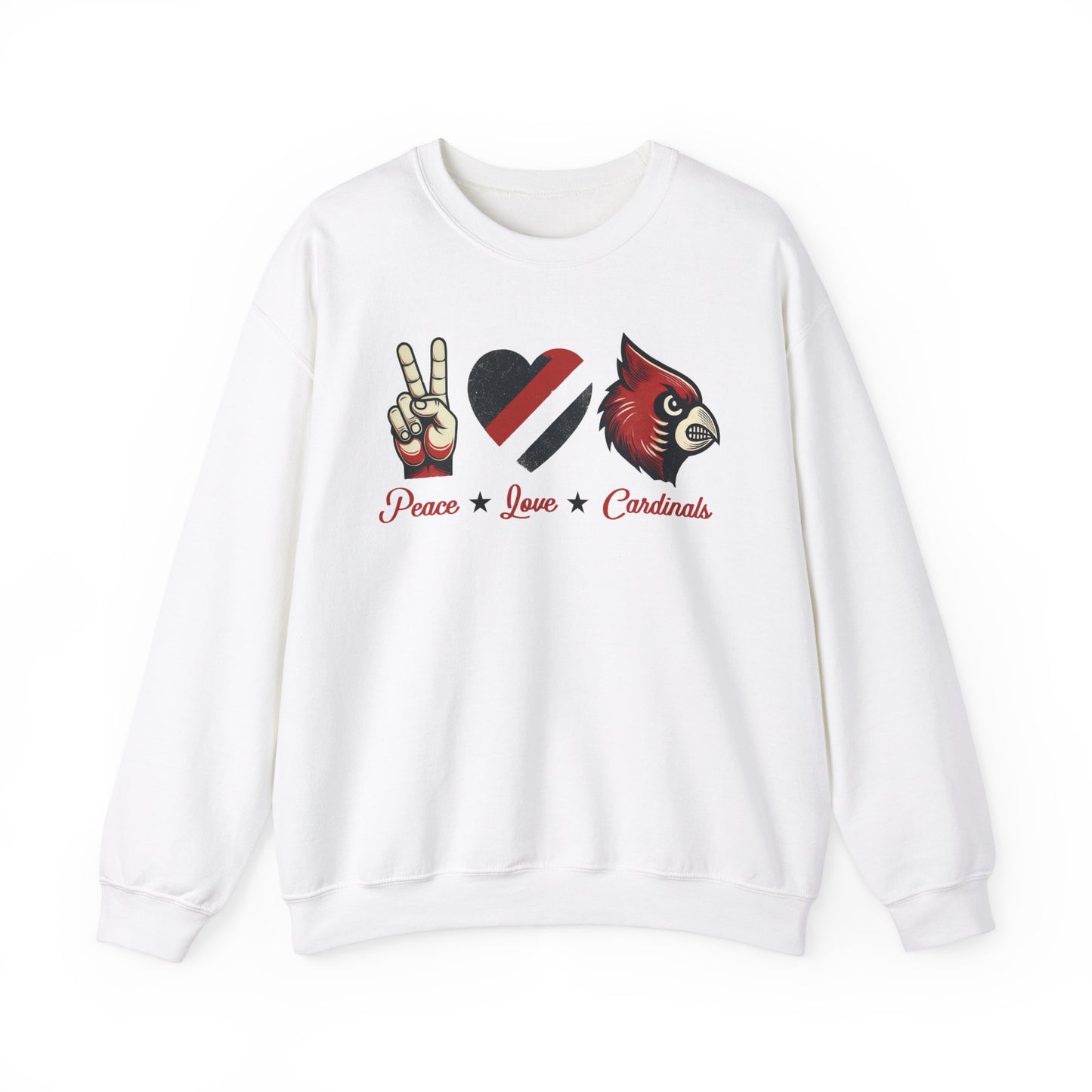 Vintage Peace Love Cardinals - Unisex Heavy Blend™ Crewneck Sweatshirt